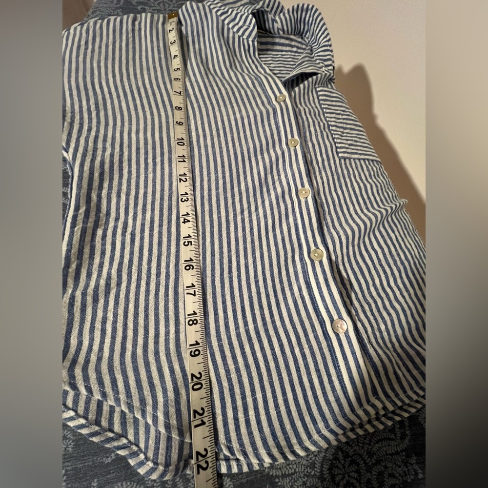 Navy and White Striped Button-Up shirt - Picture 7 of 7